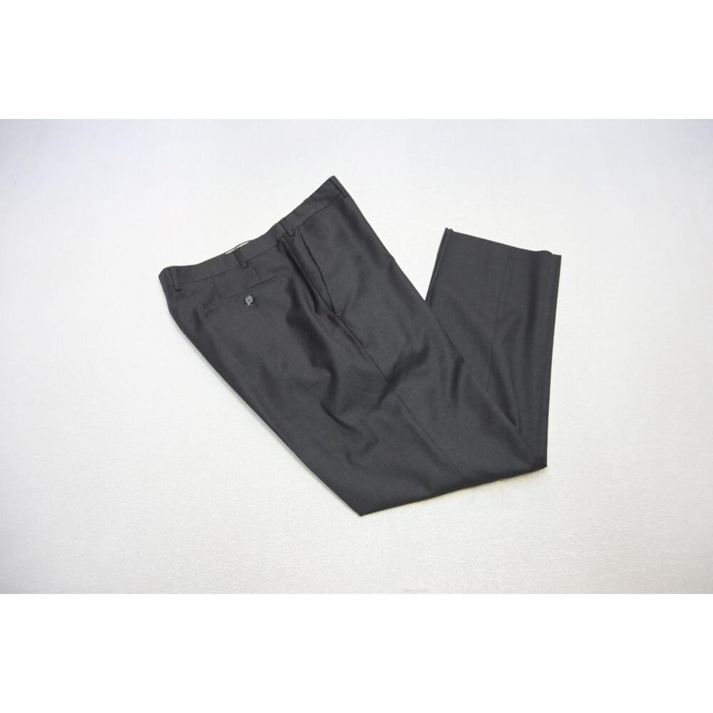 Santorelli Romeo Dress Pants 100% Wool Dark Gray Flat Front Mens Size 38 x‎ 32